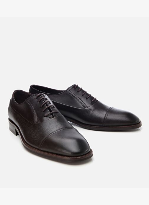 Erkek Deri Kahverengi Bağcıklı Şık Klasik Ayakkabı - Görsel 3