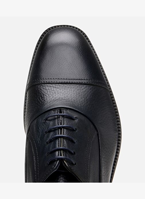 Erkek Deri Lacivert Bağcıklı Şık Klasik Ayakkabı - Görsel 5