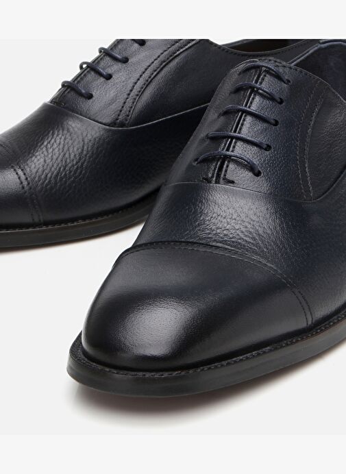 Erkek Deri Lacivert Bağcıklı Şık Klasik Ayakkabı - Görsel 4