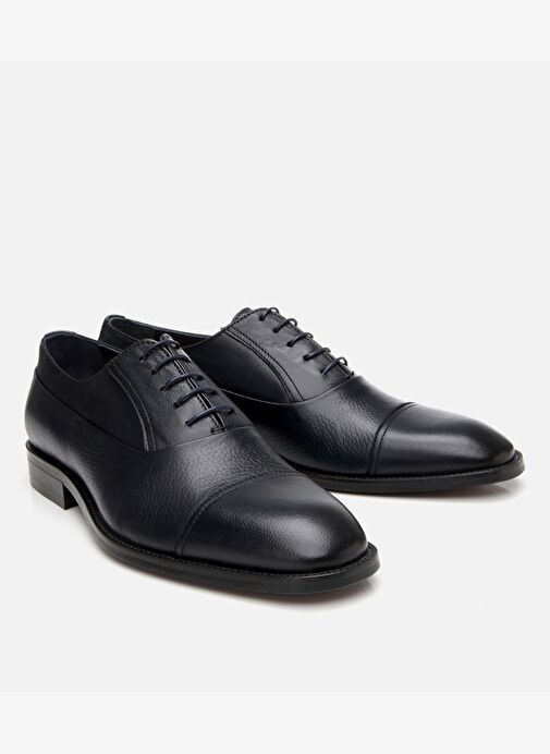 Erkek Deri Lacivert Bağcıklı Şık Klasik Ayakkabı - Görsel 3