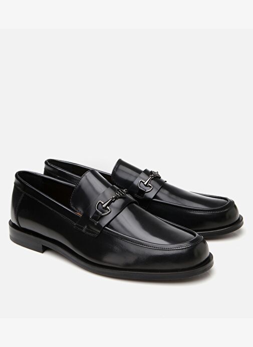 Erkek Deri Siyah Toka Detaylı Klasik Loafer - Görsel 3