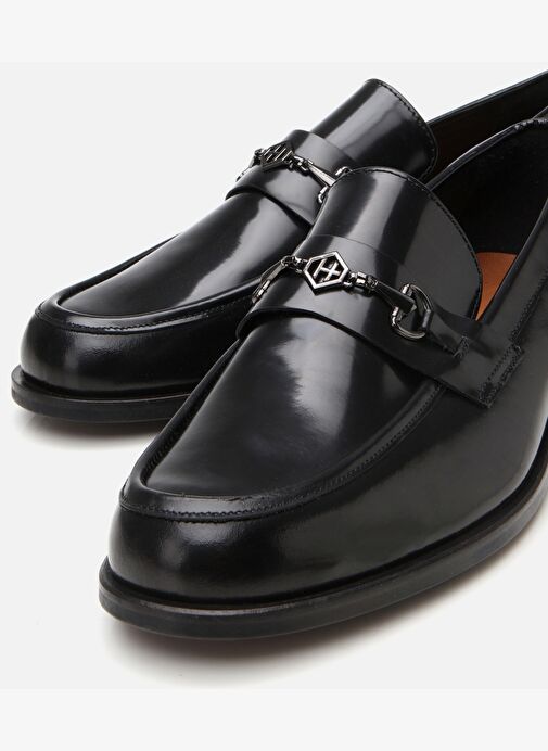 Erkek Deri Siyah Toka Detaylı Klasik Loafer - Görsel 4