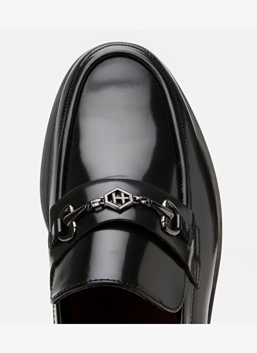 Erkek Deri Siyah Toka Detaylı Klasik Loafer - Görsel 6