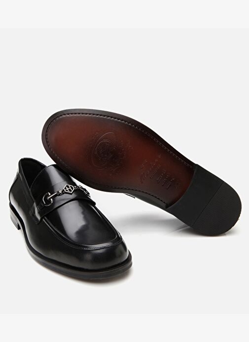 Erkek Deri Siyah Toka Detaylı Klasik Loafer - Görsel 9