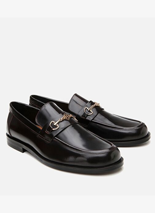 Erkek Deri Bordo Toka Detaylı Klasik Loafer - Görsel 3