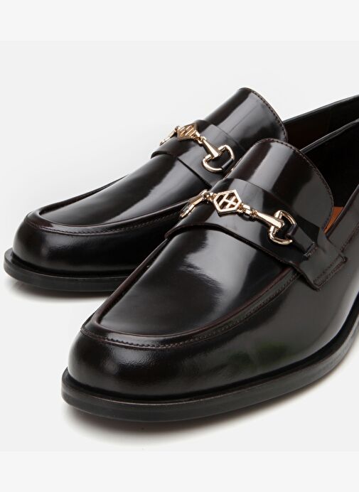 Erkek Deri Bordo Toka Detaylı Klasik Loafer - Görsel 4