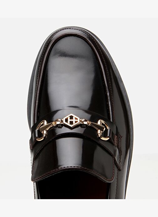 Erkek Deri Bordo Toka Detaylı Klasik Loafer - Görsel 6