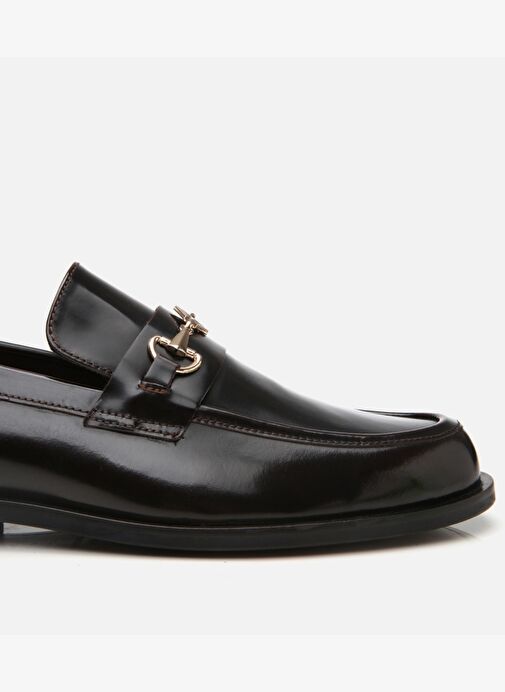 Erkek Deri Bordo Toka Detaylı Klasik Loafer - Görsel 7