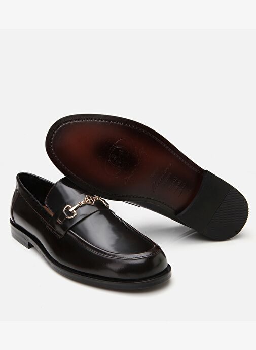 Erkek Deri Bordo Toka Detaylı Klasik Loafer - Görsel 9