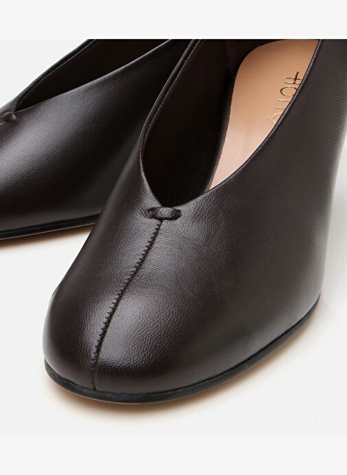 Kadın Deri Kahverengi İnce Topuklu Ayakkabı - Görsel 4