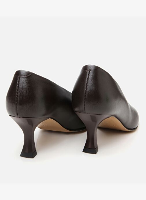 Kadın Deri Kahverengi İnce Topuklu Ayakkabı - Görsel 7