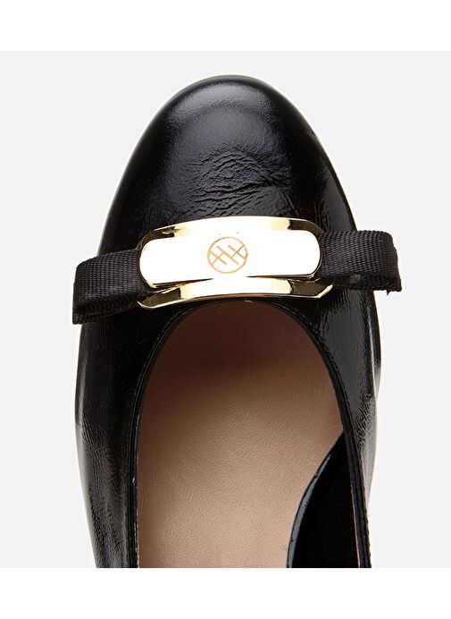 Kadın Rugan Deri Siyah Kalın Topuklu Ayakkabı - Görsel 5