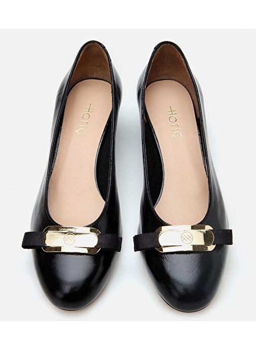 Kadın Rugan Deri Siyah Kalın Topuklu Ayakkabı - Görsel 6