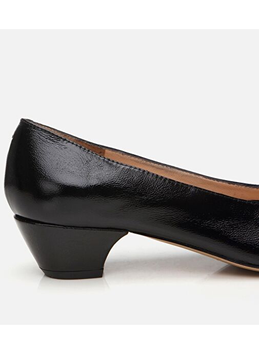 Kadın Rugan Deri Siyah Kalın Topuklu Ayakkabı - Görsel 7