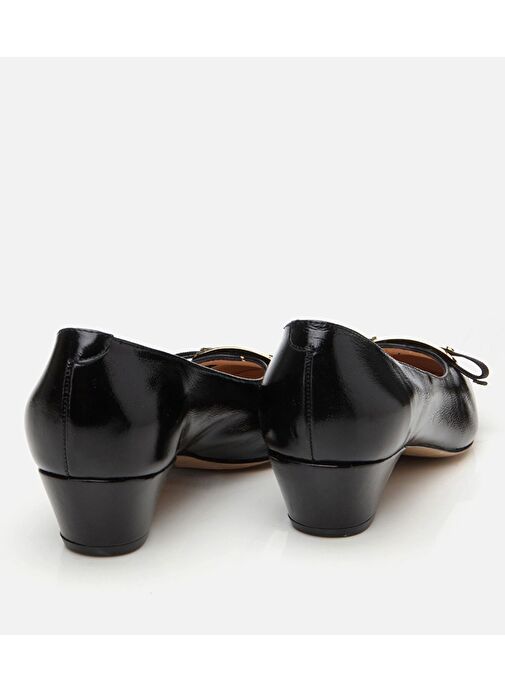 Kadın Rugan Deri Siyah Kalın Topuklu Ayakkabı - Görsel 8