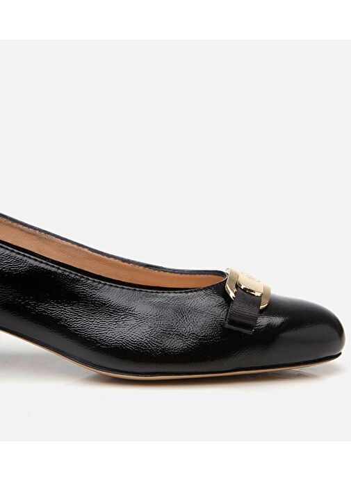 Kadın Rugan Deri Siyah Kalın Topuklu Ayakkabı - Görsel 9