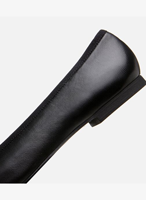 Kadın Deri Siyah Esnek Tabanlı Rahat Tokalı Babet - Görsel 6