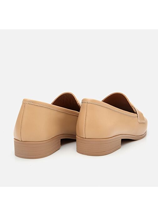 Kadın Deri Bej Logo Detaylı Loafer - Görsel 7
