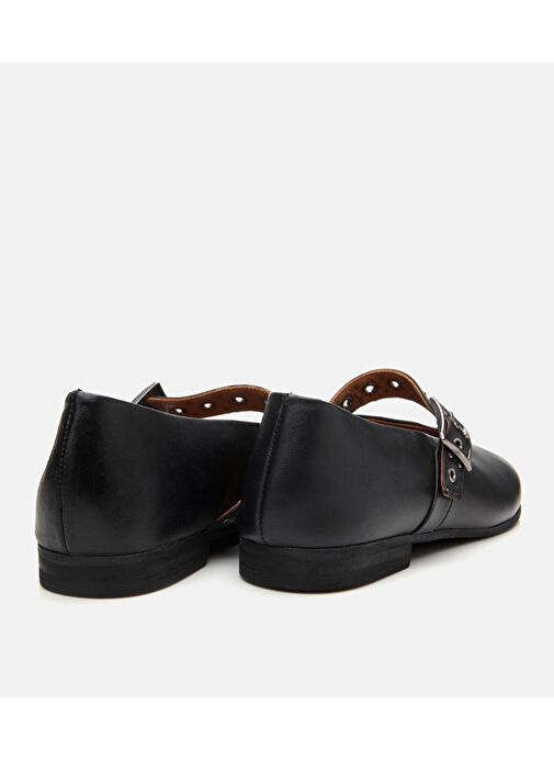 Kadın Deri Siyah Mary Jane Kemerli Babet - Görsel 7