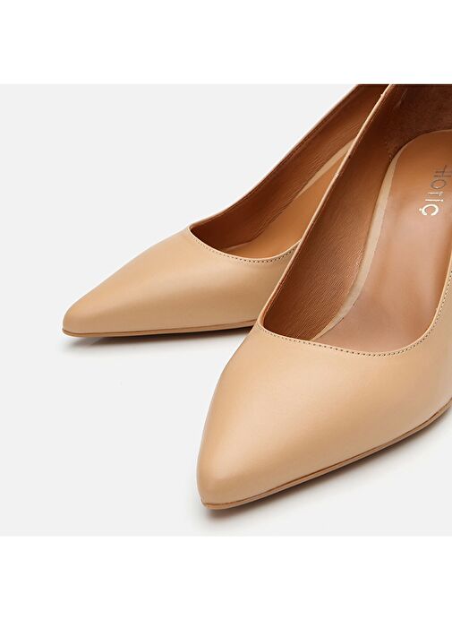 Kadın Deri Bej Orta Topuklu Stiletto - Görsel 5