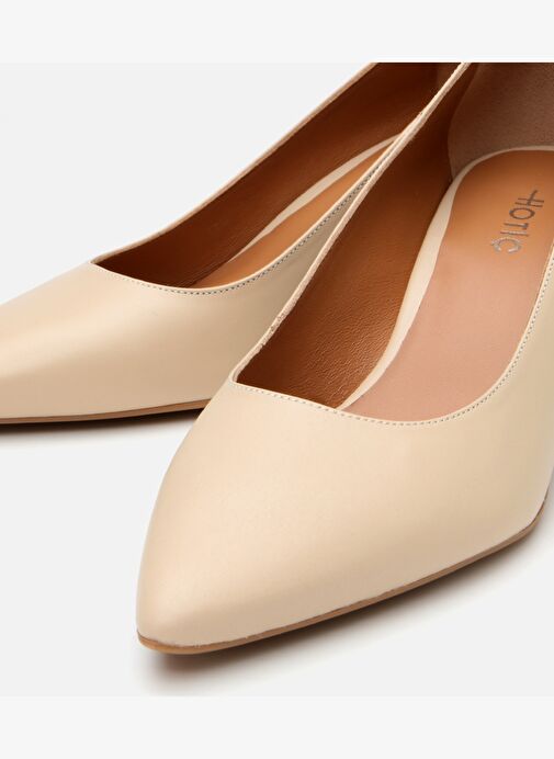 Kadın Deri Bej Esnek Tabanlı Stiletto - Görsel 4