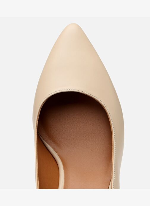Kadın Deri Bej Esnek Tabanlı Stiletto - Görsel 5