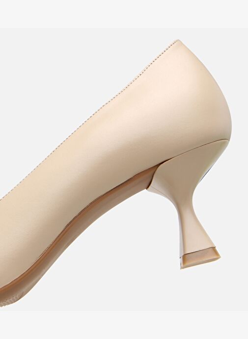 Kadın Deri Bej Esnek Tabanlı Stiletto - Görsel 6