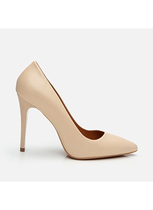 Kadın Deri Pudra Yüksek Topuklu Stiletto - Görsel 2