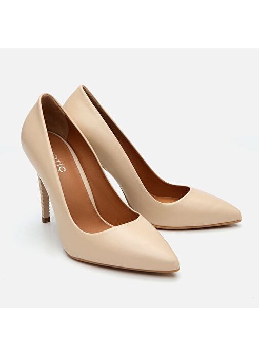 Kadın Deri Pudra Yüksek Topuklu Stiletto - Görsel 3