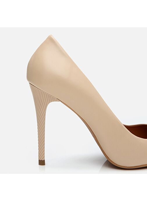 Kadın Deri Pudra Yüksek Topuklu Stiletto - Görsel 4