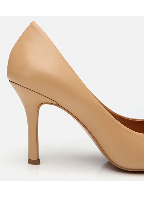 Kadın Deri Bej Yüksek Topuklu Stiletto - Görsel 5