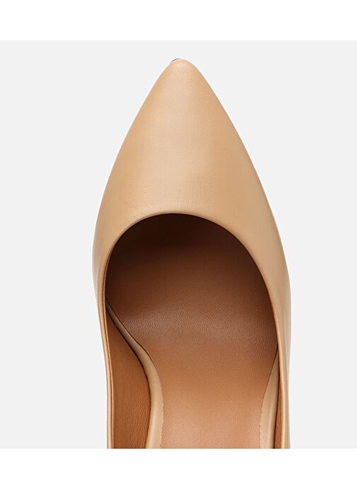 Kadın Deri Bej Yüksek Topuklu Stiletto - Görsel 6