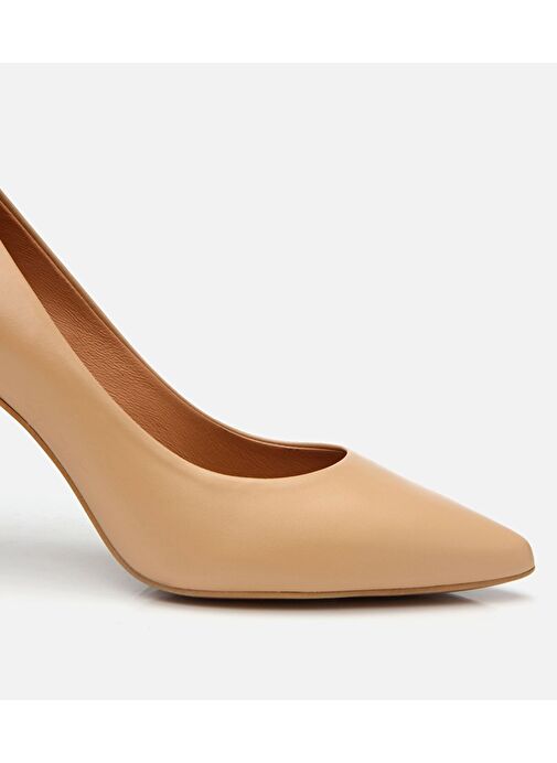 Kadın Deri Bej Yüksek Topuklu Stiletto - Görsel 7