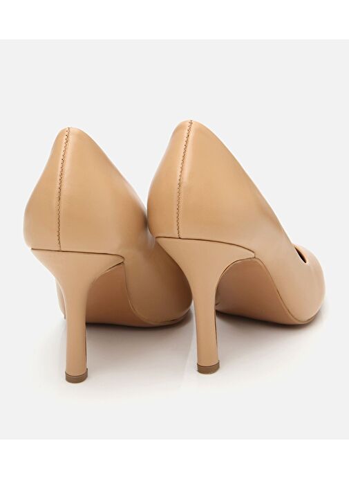 Kadın Deri Bej Yüksek Topuklu Stiletto - Görsel 8