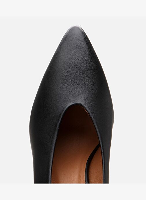 Kadın Deri Siyah Zincir Detaylı Stiletto - Görsel 5