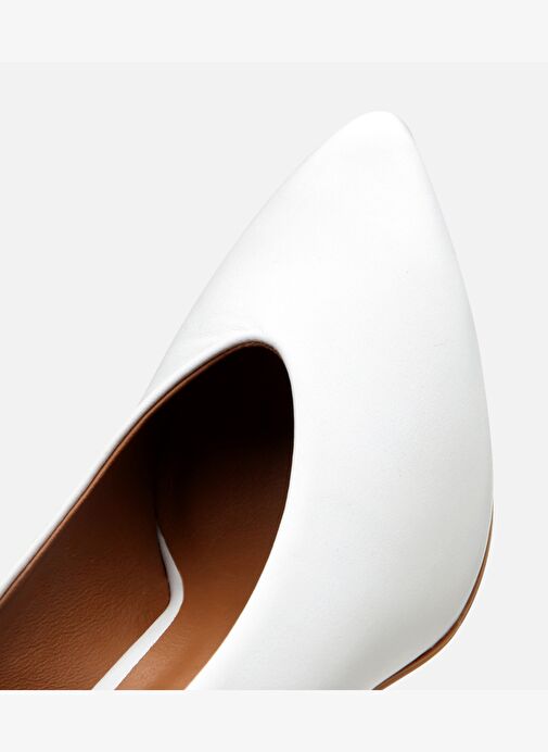 Kadın Deri Ekru Zincir Detaylı Stiletto - Görsel 5