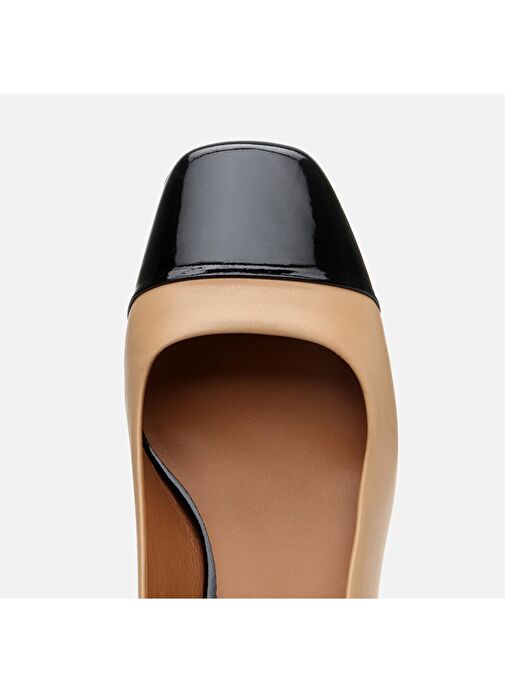 Hotiç Bej-Siyah Kadın Deri Topuklu Ayakkabı 01AYH304310A133 - Görsel 6