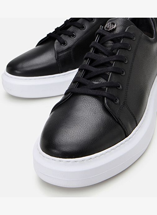 Erkek Deri Siyah Rahat Tabanlı Spor Ayakkabı - Görsel 4