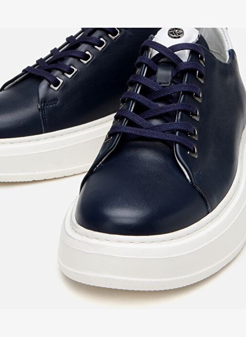 Erkek Deri Lacivert Hafif Tabanlı Spor Ayakkabı - Görsel 4