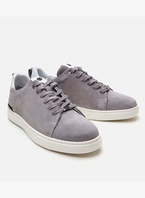 Erkek Süet Deri Gri Ultra Hafif Tabanlı Spor Ayakkabı - Görsel 3