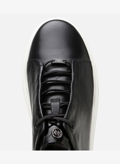 Erkek Deri Siyah Yüksek Tabanlı Spor Ayakkabı - Görsel 5