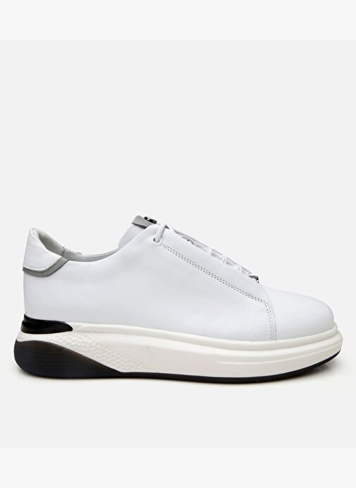 Erkek Deri Beyaz Yüksek Tabanlı Spor Ayakkabı - Görsel 2