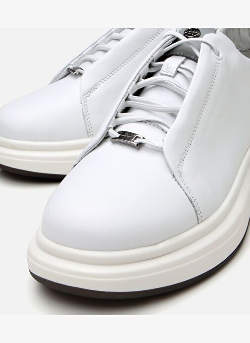 Erkek Deri Beyaz Yüksek Tabanlı Spor Ayakkabı - Görsel 4