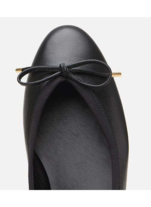 Kadın Deri Siyah Topuk Detaylı Babet - Görsel 6