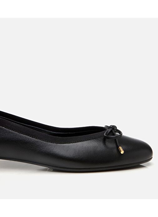 Kadın Deri Siyah Topuk Detaylı Babet - Görsel 7