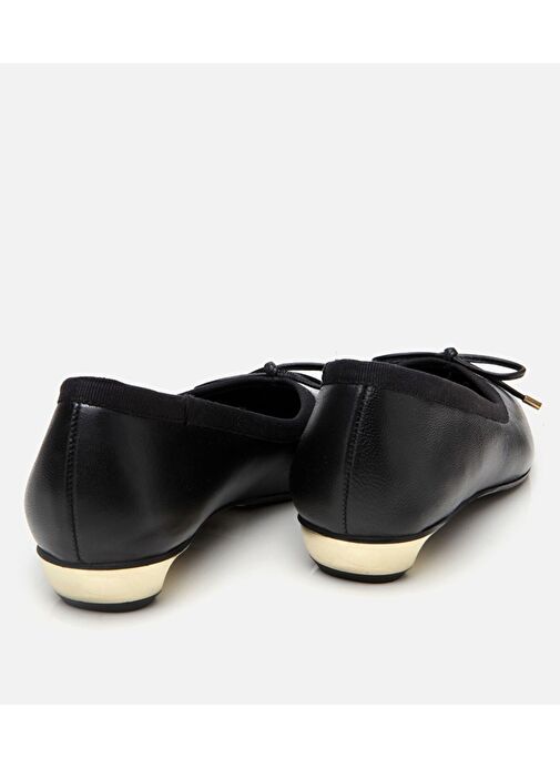 Kadın Deri Siyah Topuk Detaylı Babet - Görsel 8