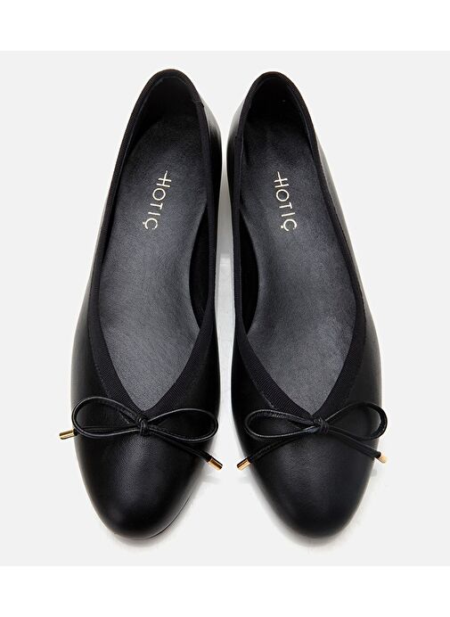 Kadın Deri Siyah Topuk Detaylı Babet - Görsel 9