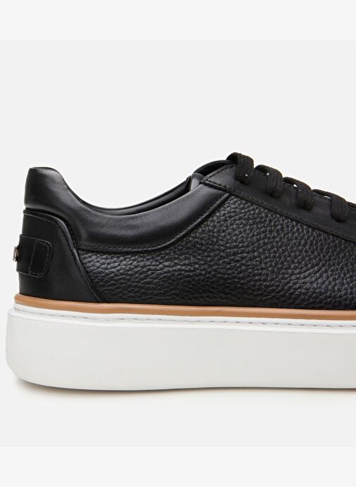 Erkek Deri Siyah Hafif Tabanlı Spor Ayakkabı - Görsel 6