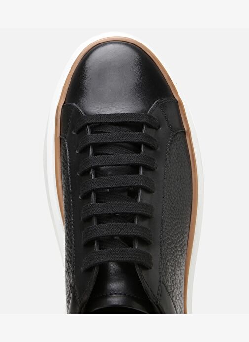 Erkek Deri Siyah Hafif Tabanlı Spor Ayakkabı - Görsel 7