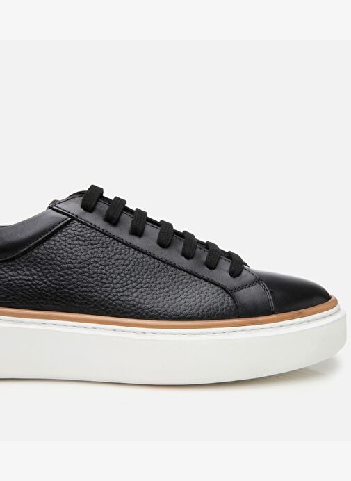 Erkek Deri Siyah Hafif Tabanlı Spor Ayakkabı - Görsel 8